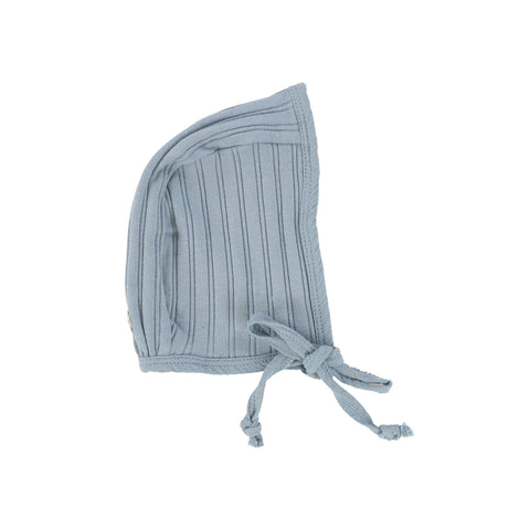 Lil Legs Summer Blue Ribbed Muslin Bonnet