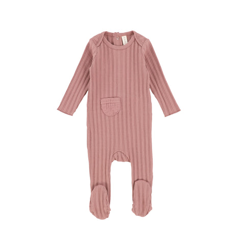 Lil Legs Mauve Ribbed Muslin Footie