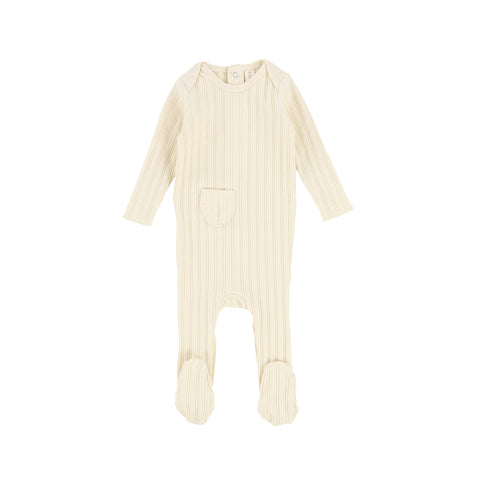 Lil Legs Natural Ribbed Muslin Footie