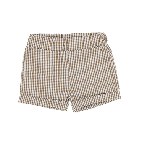 Lil Legs Boys Caramel Gingham Shorts