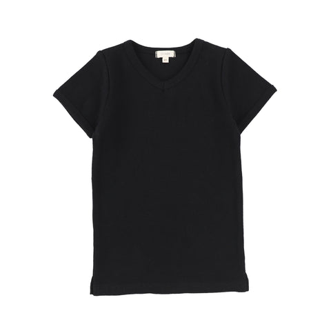 Lil Legs Black Ribbed V-Tee