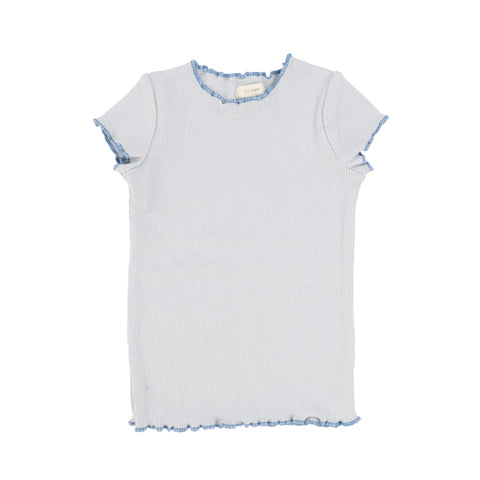 Lil Legs Pale Blue/Royal Blue Short Sleeve Contrast Edge Tee