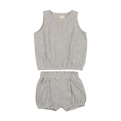 Lil Legs Blue Stripe Linen Vest Set