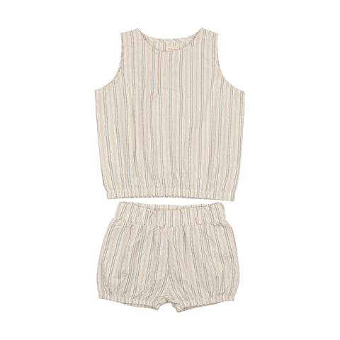 Lil Legs Multi Stripe Linen Vest Set