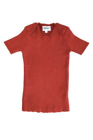 Mabli Persimmon Short Sleeve Skinny Top