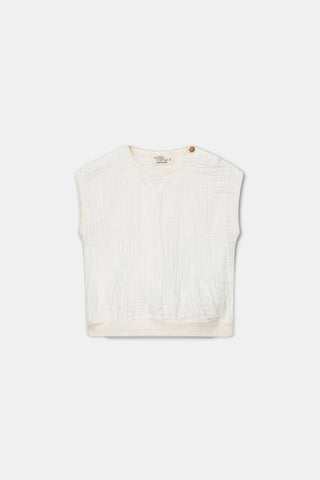 My Little Cozmo Baby Ivory Gauze Terracotta Striped Short Set