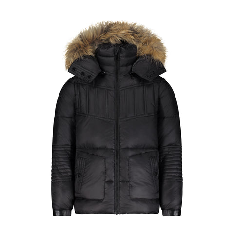 Scotch Bonnet Black with Natural Fur Puffer