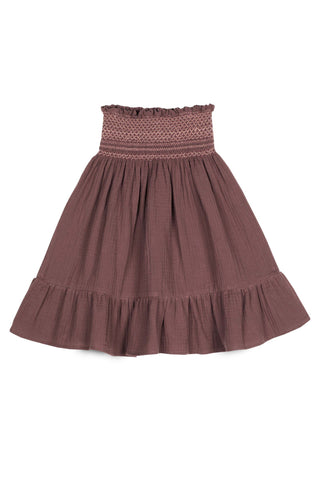 Mipounet Aubergine Smocked Muslin Skirt