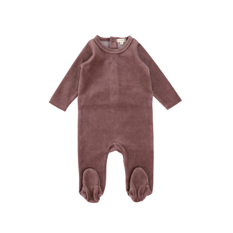 Lil Legs Muted Plum Classic Velour Footie