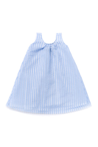 Omamimini Blue Striped Organza Tent Dress
