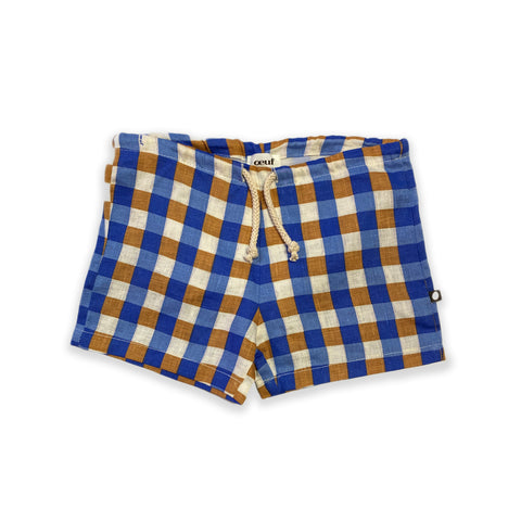 Oeuf Sky Blue GIngham Swim Shorts