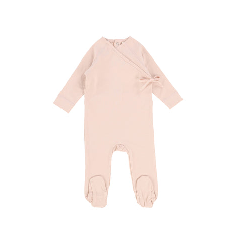 Lil Legs Pale Pink Brushed Cotton Wrapover Footie