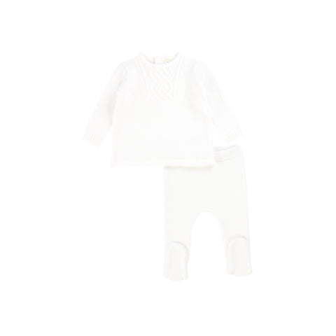 Lil Legs Pure White Cable Bris Set