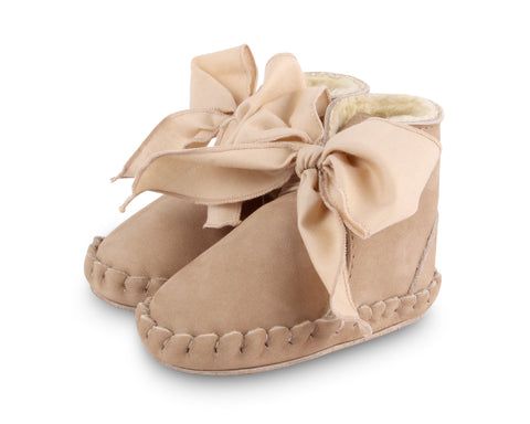 Donsje Amsterdam Truffle Nubuck + Cedar Cotton Pina Organza Lining Baby Shoes