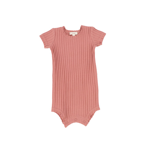 Lil Legs Pink Coral Wide Rib Romper