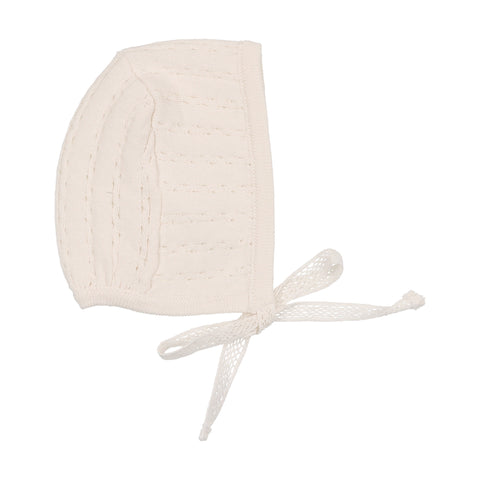 Lilette Cream Boy Pointelle Knit Bonnet