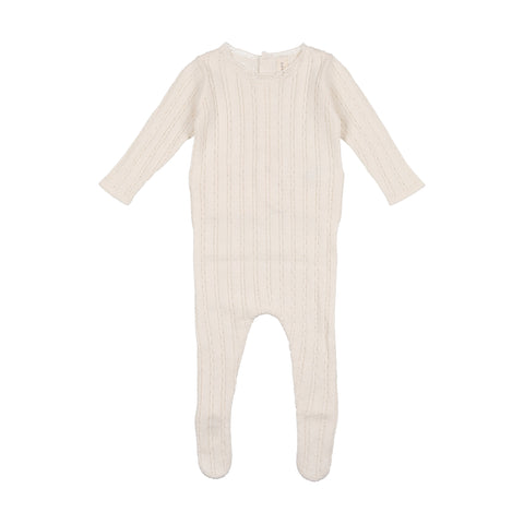 Lilette Cream Boy Pointelle Knit Footie