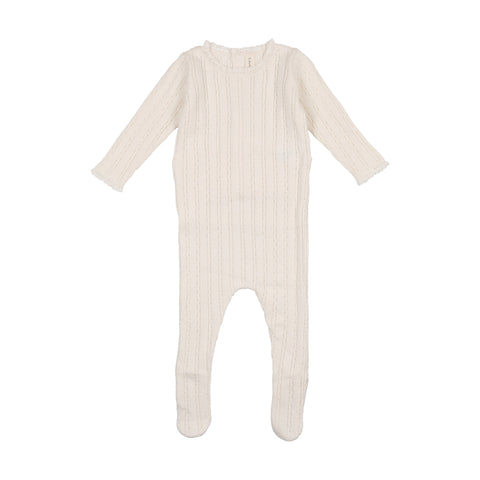 Lilette Cream Girl Pointelle Knit Footie