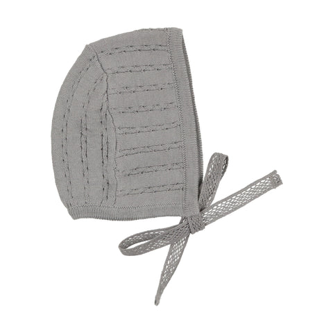 Lilette Slate Pointelle Knit Bonnet