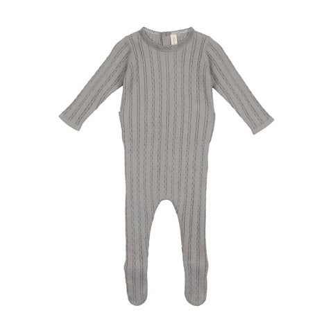 Lilette Slate Pointelle Knit Footie