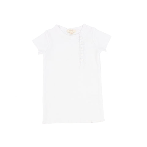 Lil Legs Pure White Sideways Rib Short Sleeve Tee