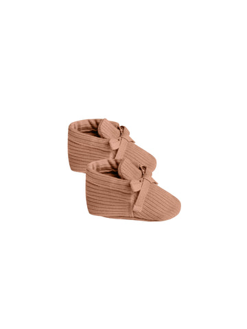 Quincy Mae Terra Cotta Ribbed Baby Booties