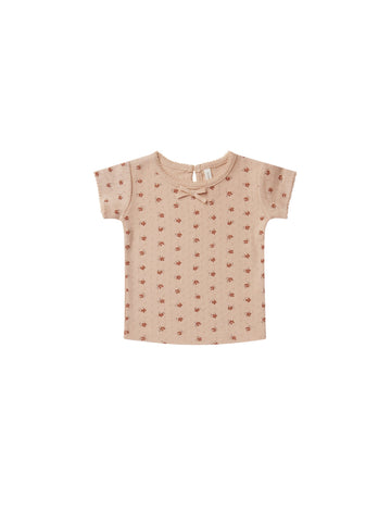 Quincy Mae Blush Pointelle Short Sleeve Tee