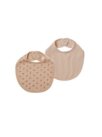 Quincy Mae Tulips/Apricot Stripes Bib Set