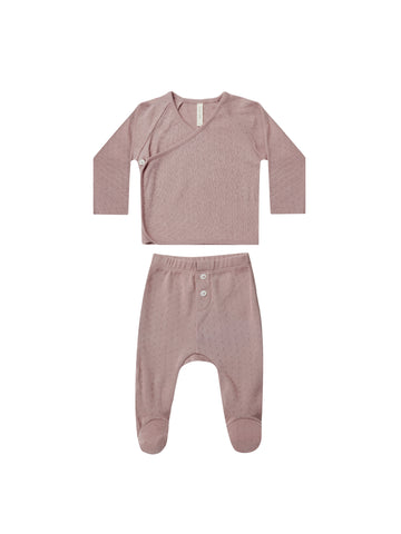 Quincy Mae Lilac Pointelle Wrap Top + Pant Set