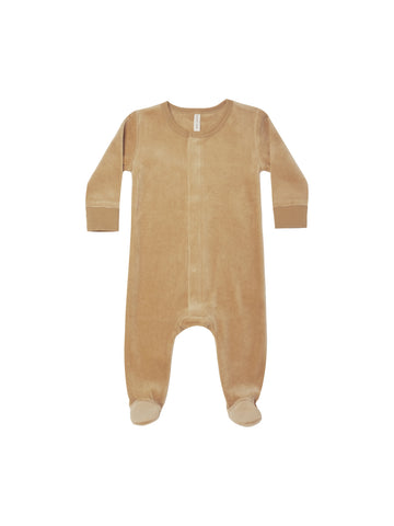 Quincy Mae Honey Hidden Snap Velour Footie