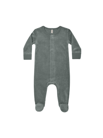 Quincy Mae Dusk Velour Hidden Snap Footie