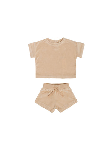 Quincy Mae Apricot Terry Tee + Short Set