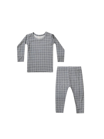 Quincy Mae Ocean Grid Bamboo Pajama Set
