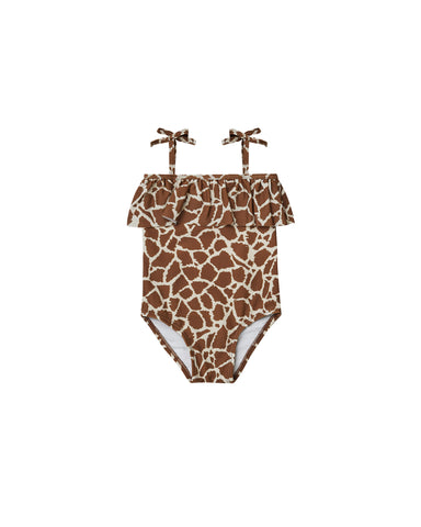 Rylee & Cru Giraffe Spots Ruffle One-Piece Swimsuit