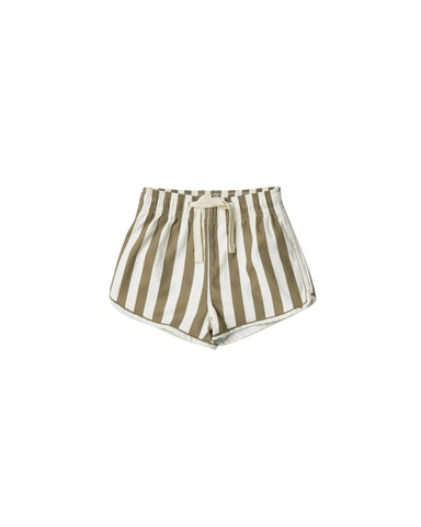 Rylee & Cru Olive Stripe Swim Trunk
