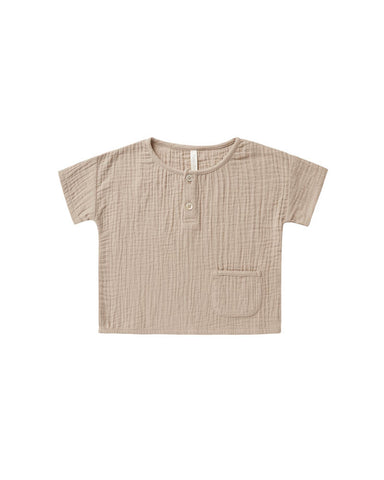 Rylee & Cru Grey Woven Henley Tee