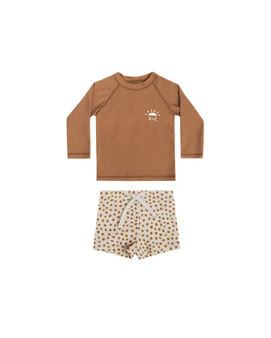 Rylee & Cru Camel Spots Rash Guard Set