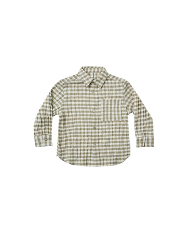 Rylee & Cru Olive Gingham Collared Shirt