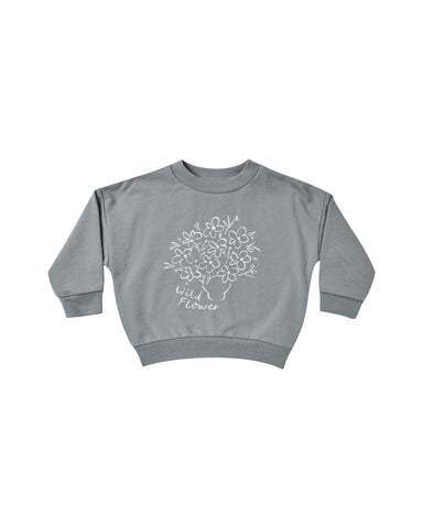 Rylee & Cru Dusty Blue Wildflower Sweat Set