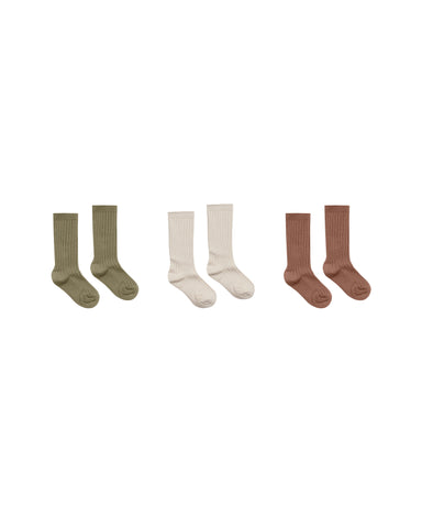 Rylee & Cru Rib Olive Stone Wine 3 Pack Socks