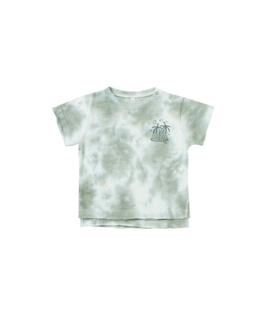 Rylee & Cru Aqua Tie Dye Raw Edge Tee