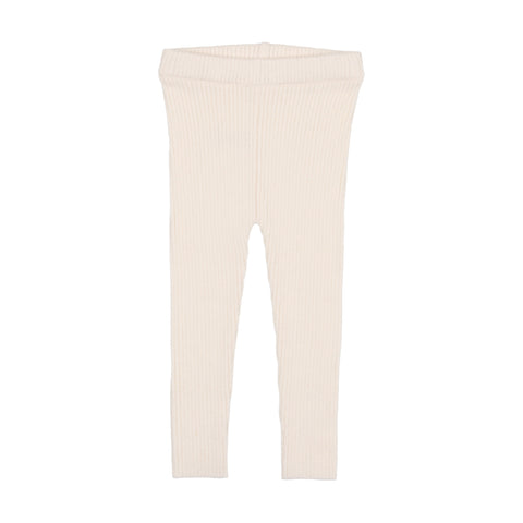 Lil Legs Cream Rib Knit Long Leggings