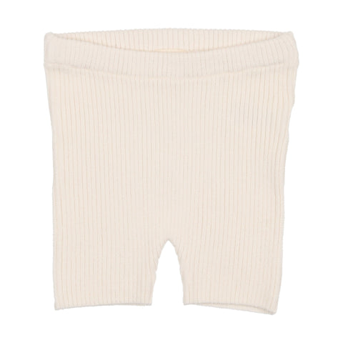 Lil Legs Cream Rib Knit Short Leggings