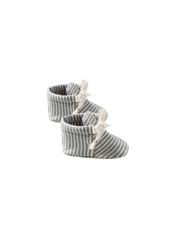 Quincy Mae Eucalyptus Stripe Ribbed Baby Booties