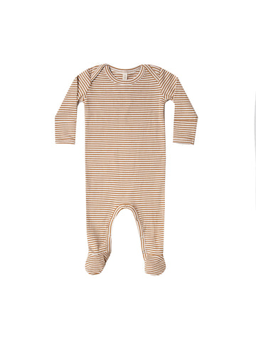 Quincy Mae Walnut Stripe Ribbed Footie