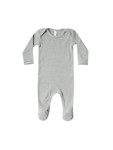 Quincy Mae Eucalyptus Stripe Ribbed Footie