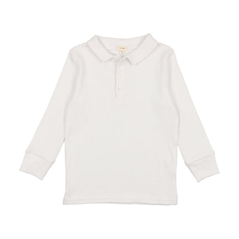 Lil Legs White Rib Long Sleeve Polo