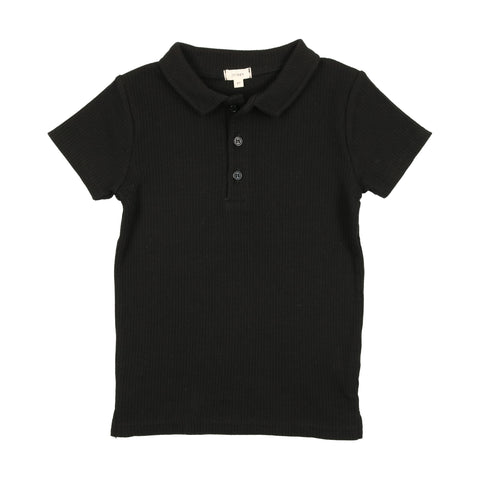 Lil Legs Black SS Rib Polo