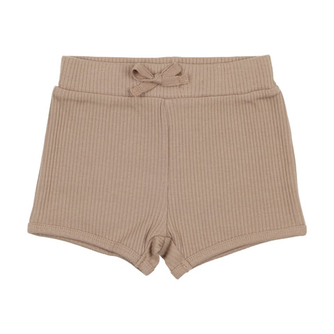 Lil Legs Tan Rib Track Shorts