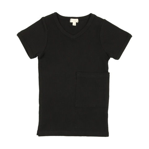 Lil Legs Black Rib V-Tee